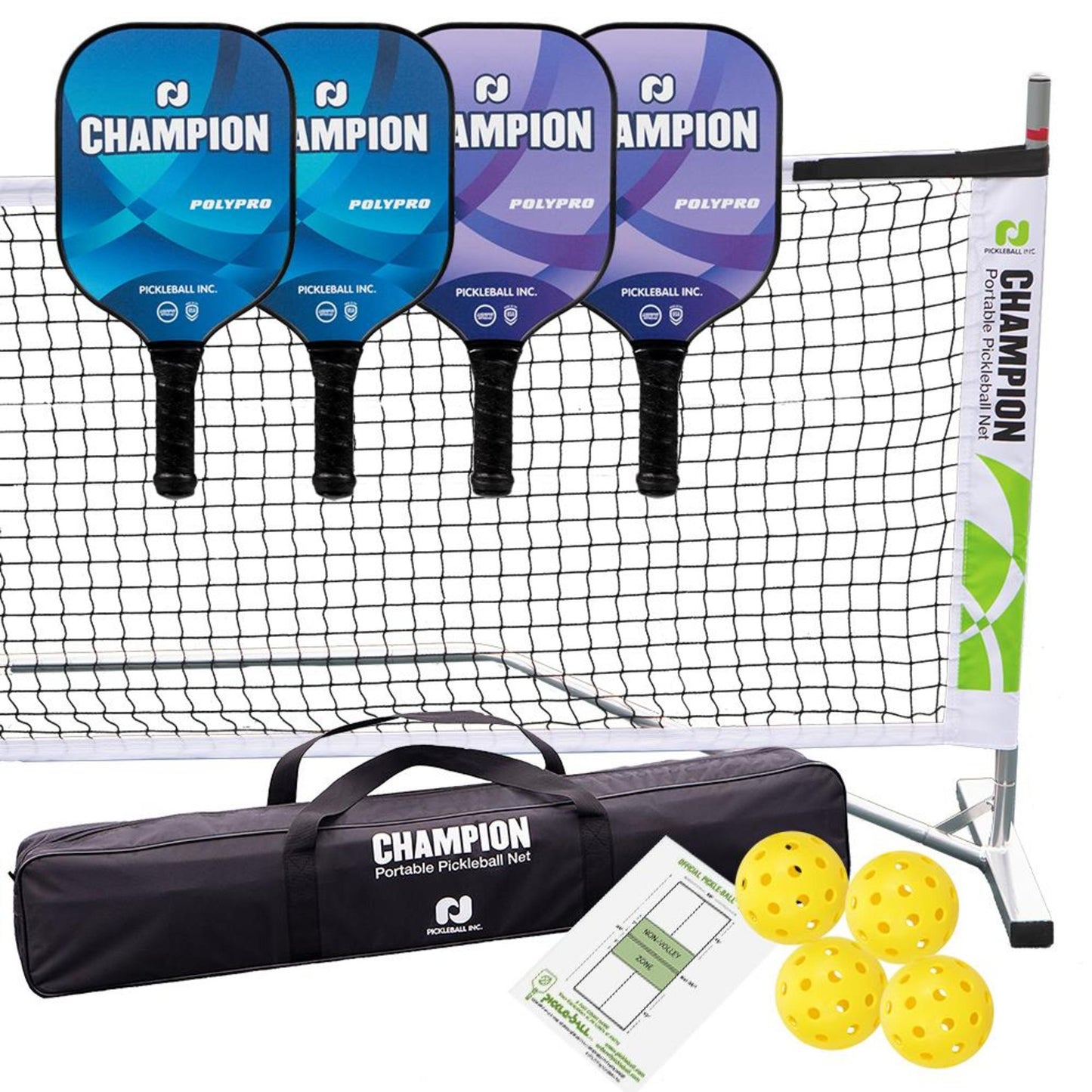 CHAMPION POLYPRO TOURNAMENT SET INCLUDES PADDLES, NET, BALLS, BAG